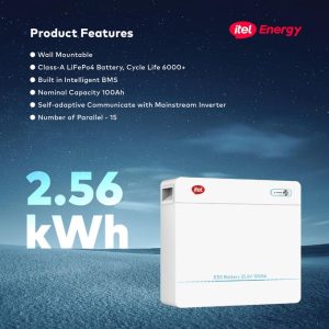 itel 2560Wh Lithium Battery Wall Mounted 24V 100Ah 2.56kWh IPW-25100 IP21